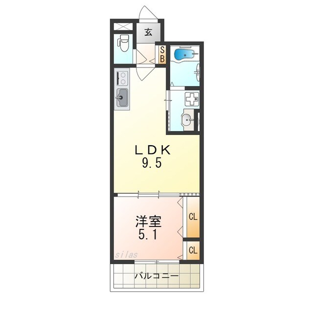 荒本駅 徒歩5分 3階の物件間取画像