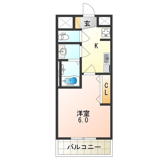 久宝寺口駅 徒歩6分 2階の物件間取画像