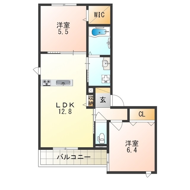 河内花園駅 徒歩7分 1階の物件間取画像