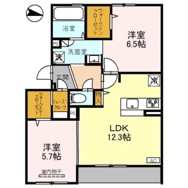 高井田駅 徒歩15分 1階の物件間取画像