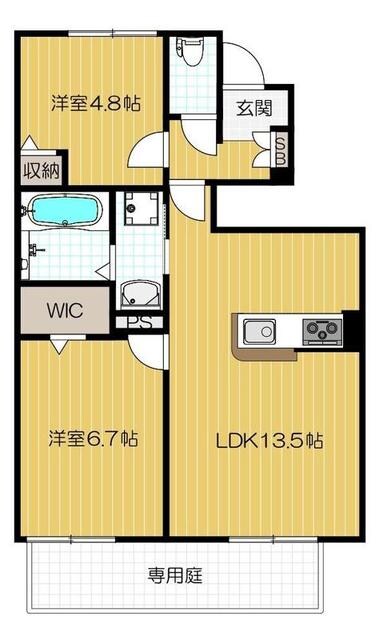 長原駅 徒歩12分 1階の物件間取画像