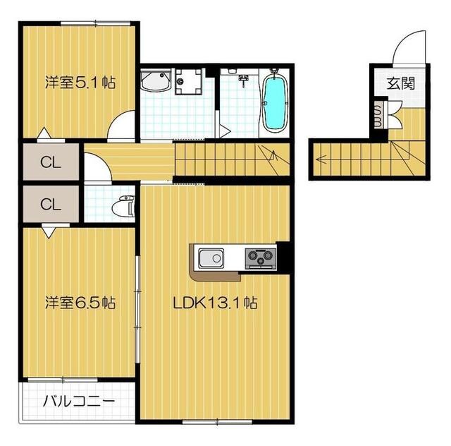 長原駅 徒歩12分 2階の物件間取画像