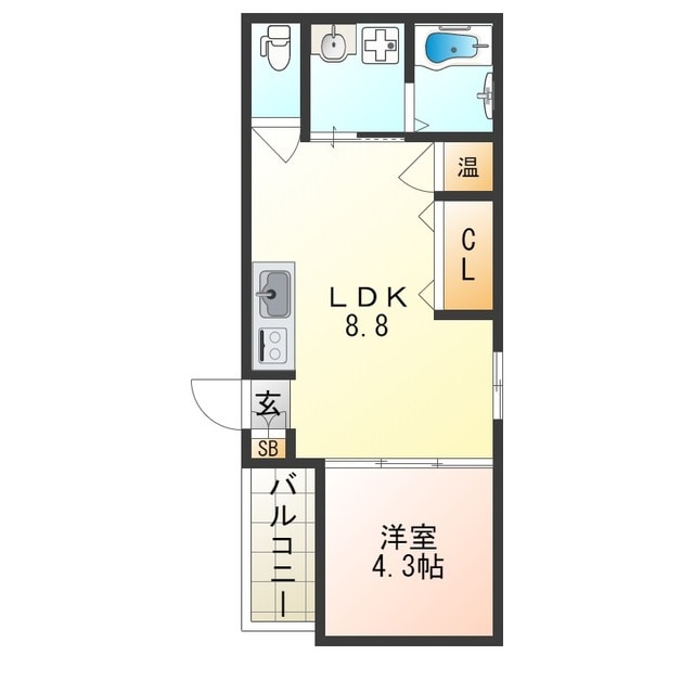 寺田町駅 徒歩11分 1階の物件間取画像