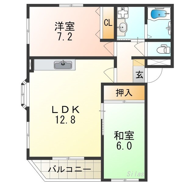 帝塚山駅 徒歩4分 2階の物件間取画像