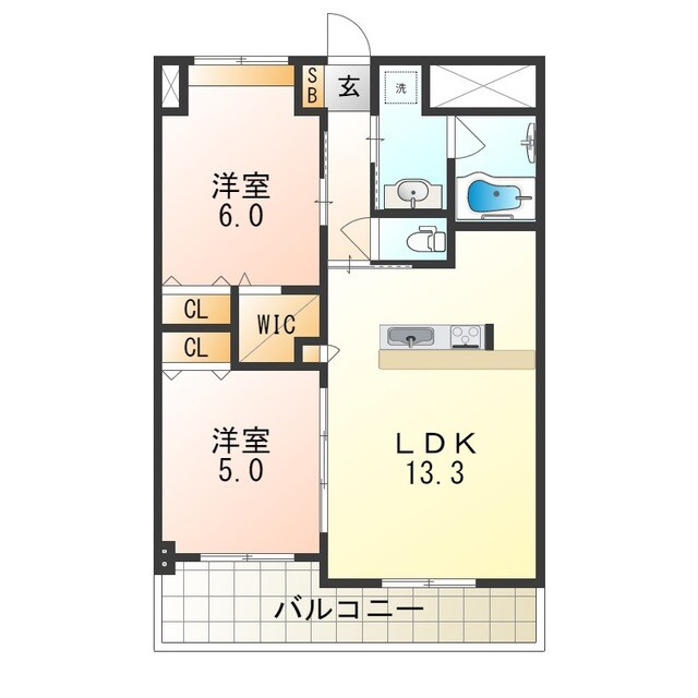 西田辺駅 徒歩8分 6階の物件間取画像