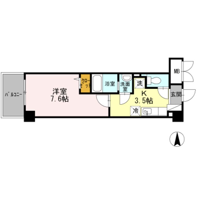 玉造駅 徒歩4分 7階の物件間取画像