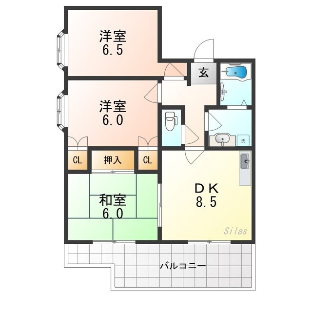 ジョイフルオオイシ３号館の物件間取画像