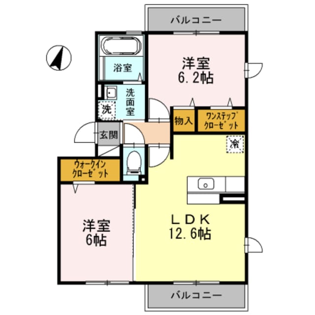 富木駅 徒歩18分 2階の物件間取画像