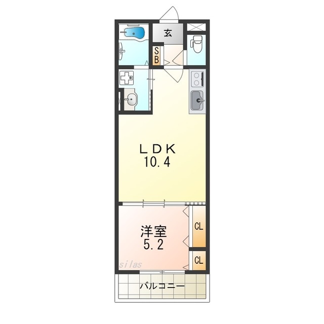 荒本駅 徒歩5分 2階の物件間取画像