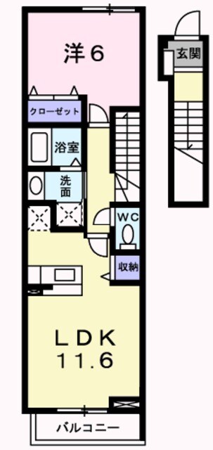 上野芝駅 徒歩20分 2階の物件間取画像