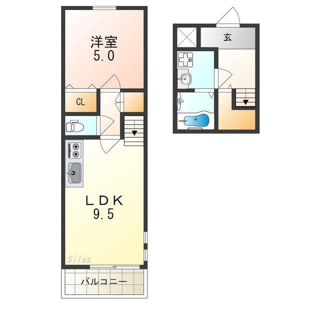 久宝寺駅 徒歩10分 2階の物件間取画像