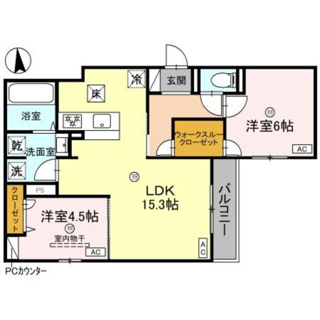 Clashist山之内の物件間取画像