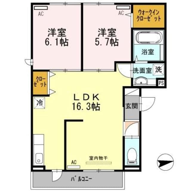 瓢箪山駅 徒歩13分 2階の物件間取画像