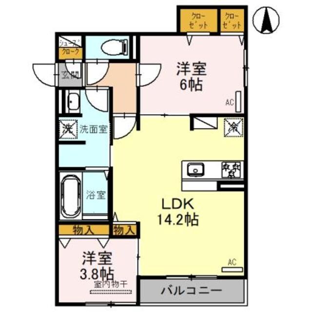 平野駅 徒歩6分 2階の物件間取画像