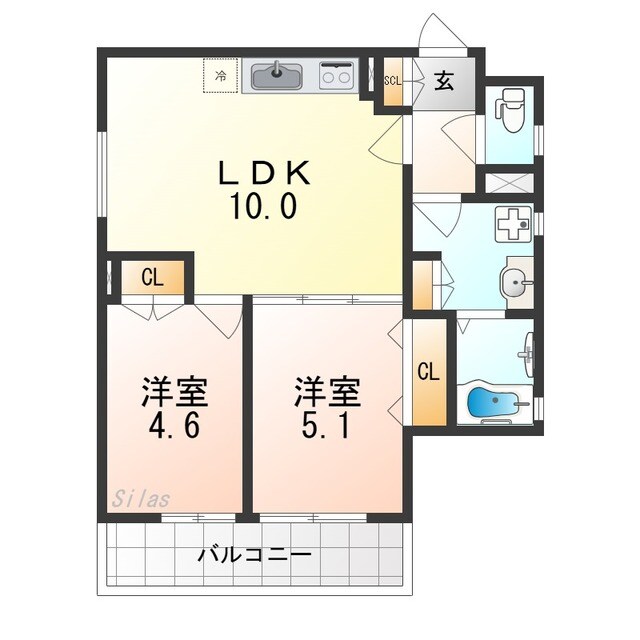 初芝駅 徒歩6分 1階の物件間取画像