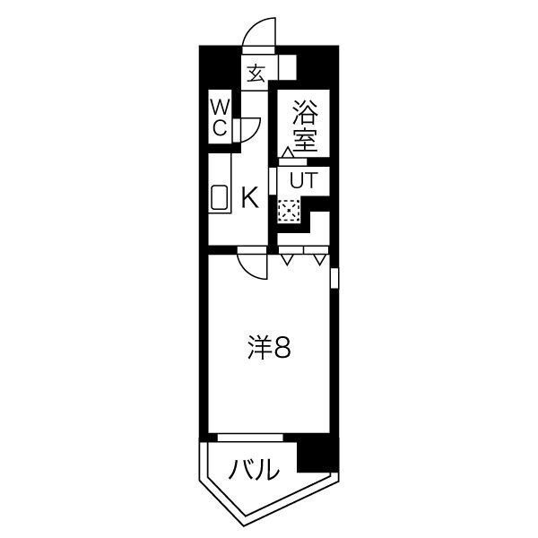 築地口駅 徒歩3分 7階の物件間取画像