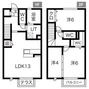 名古屋大学駅 徒歩7分 1-2階の物件間取画像