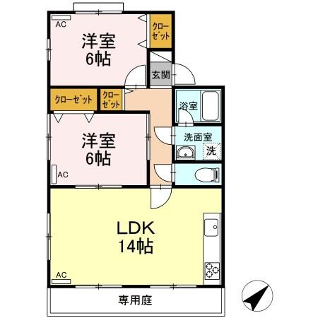 セジュール吉岡Ｅの物件間取画像
