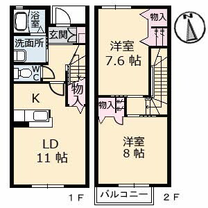 文化の森駅 徒歩25分 1-2階の物件間取画像