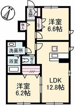 マリ・ソル若葉Ｂの物件間取画像