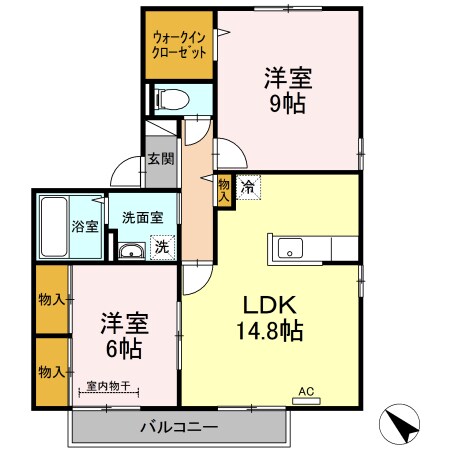 二軒屋駅 徒歩9分 2階の物件間取画像