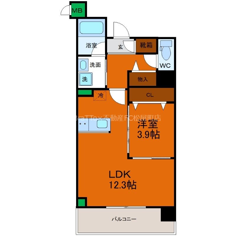 谷町九丁目駅 徒歩3分 2階の物件間取画像