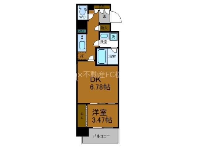 玉造駅 徒歩3分 7階の物件間取画像