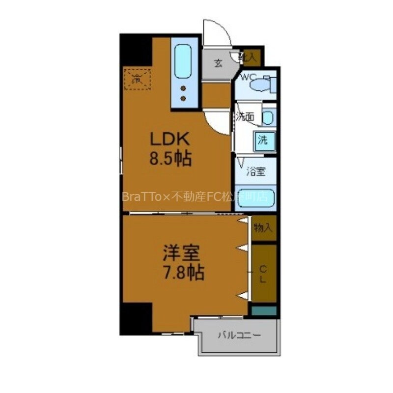 玉造駅 徒歩1分 6階の物件間取画像