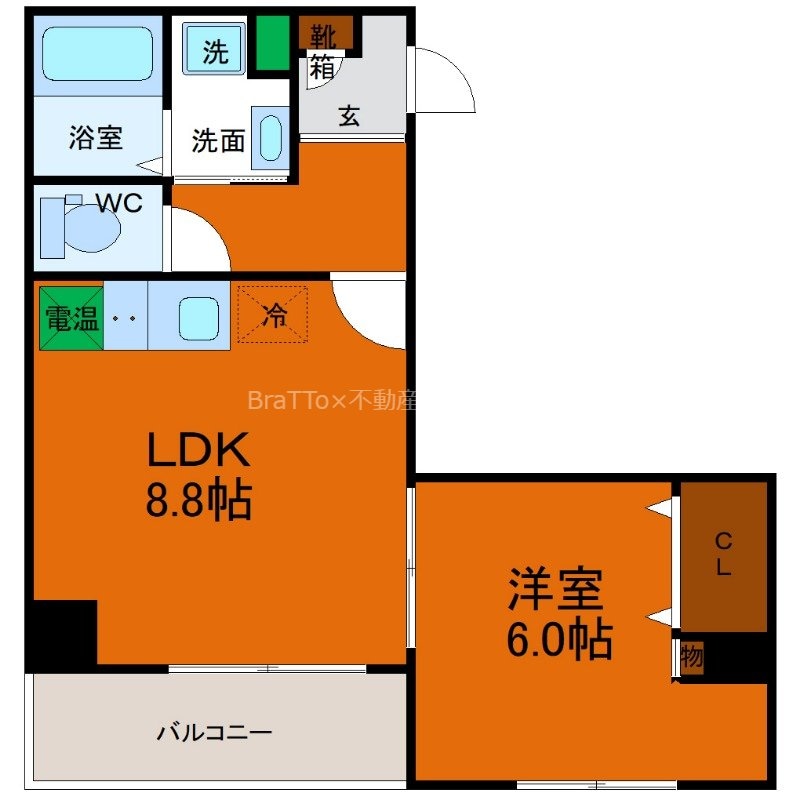 玉造駅 徒歩9分 8階の物件間取画像