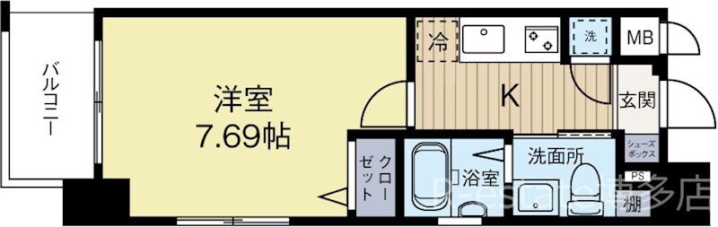 渡辺通駅 徒歩6分 7階の物件間取画像