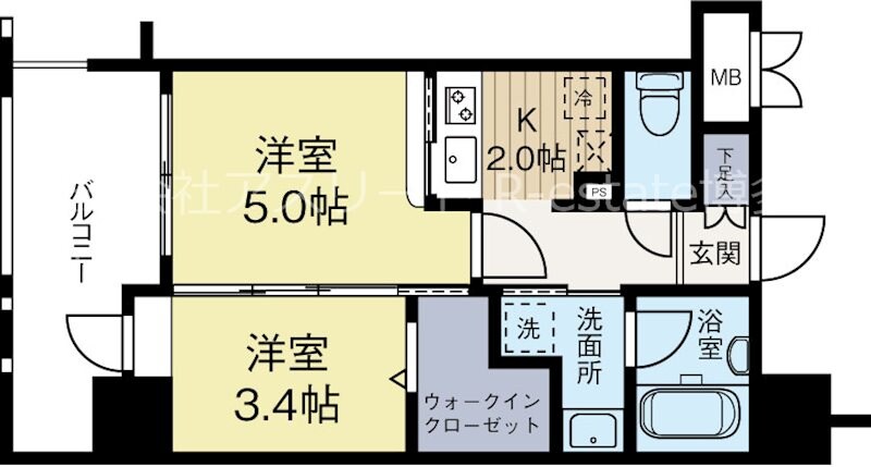 天神駅 徒歩10分 9階の物件間取画像