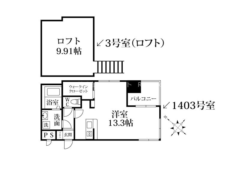 呉服町駅 徒歩4分 14階の物件間取画像