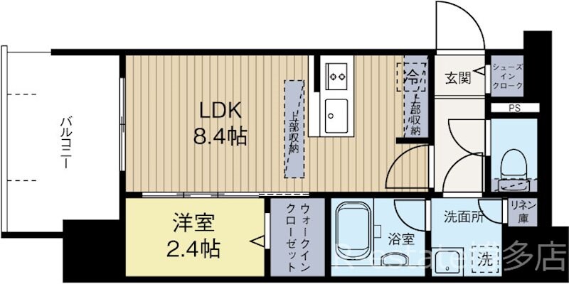 呉服町駅 徒歩13分 13階の物件間取画像