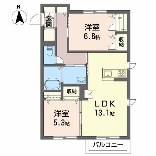 メゾンマスト盛南Vの物件間取画像