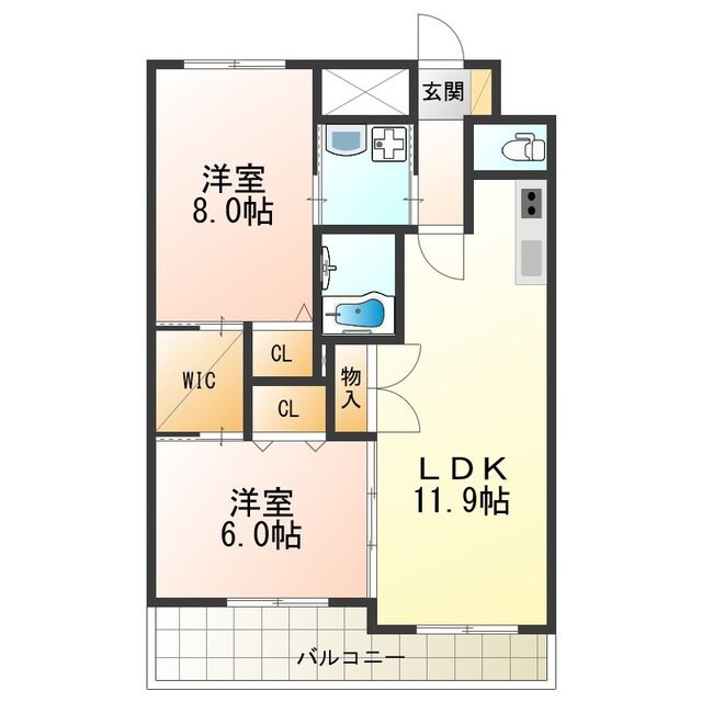 シャンピア西田辺の物件間取画像