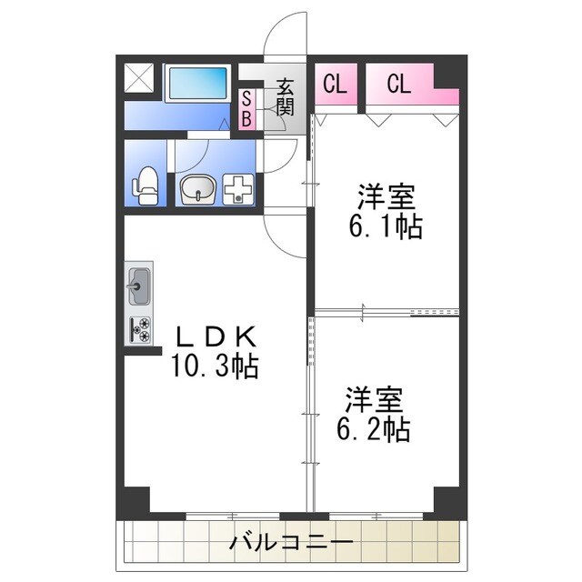 長居駅 徒歩3分 2階の物件間取画像