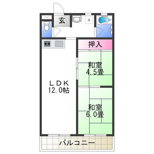 サニーハイツ健翔の物件間取画像