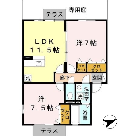 コンフォヴェール　B棟の物件間取画像