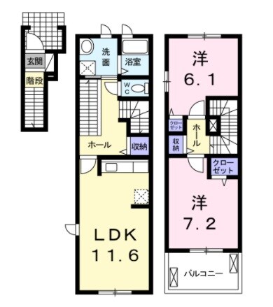 河内天美駅 徒歩18分 2階の物件間取画像