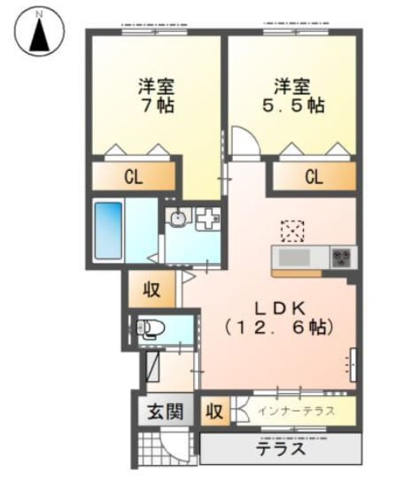 高見ノ里駅 徒歩7分 1階の物件間取画像