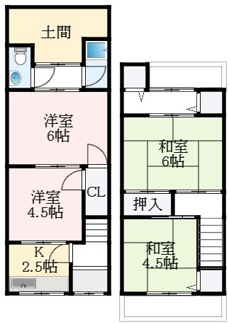 河内天美駅 徒歩13分 1-2階の物件間取画像