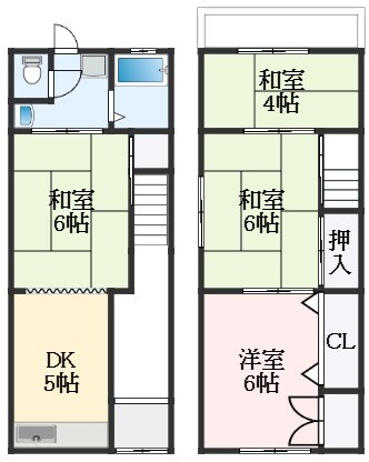 河内天美駅 徒歩15分 1-2階の物件間取画像