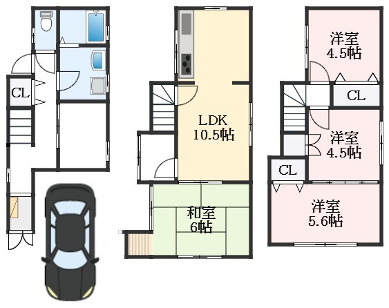 藤井寺駅 徒歩25分 1-3階の物件間取画像