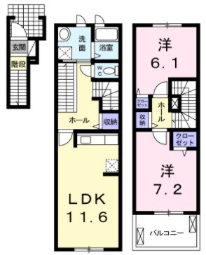 布忍駅 徒歩15分 2-3階の物件間取画像