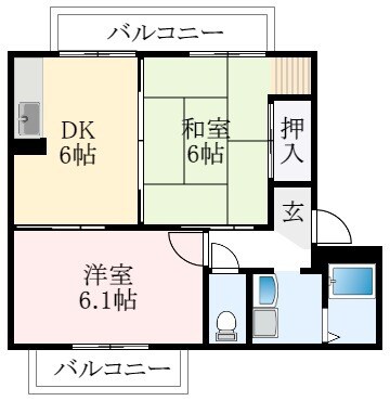 くすの木ハイツ　A棟の物件間取画像