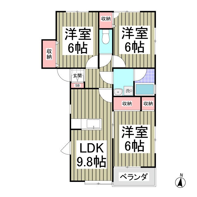 福島ハイツB-2の物件間取画像