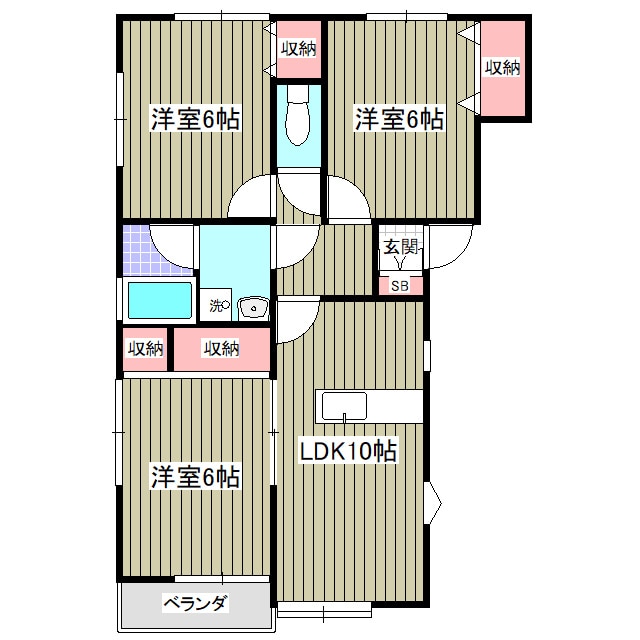 福島ハイツB-2の物件間取画像