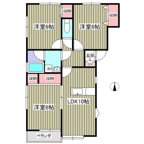 福島ハイツB-2の物件間取画像