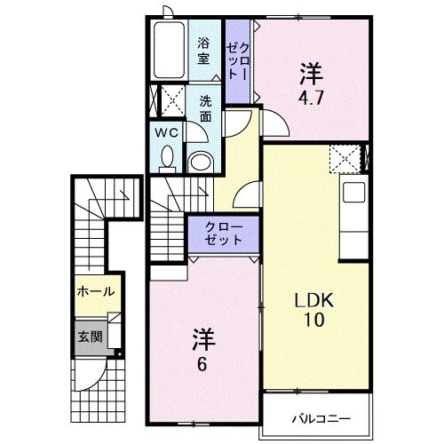 パルフェ三隈Ｃの物件間取画像