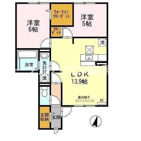 ウエストコート古賀Ａ棟の物件間取画像